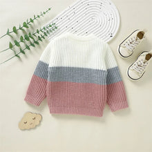 Load image into Gallery viewer, Baby Toddler Boys Girls Knit Sweater Contrast Color Pocket Crewneck Pullover Long Sleeve Top

