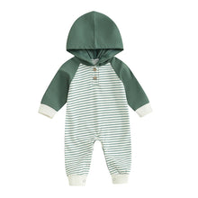 Load image into Gallery viewer, Baby Boys Girls Rompers Clothes Long Sleeve Striped Hooded Jumpsuits

