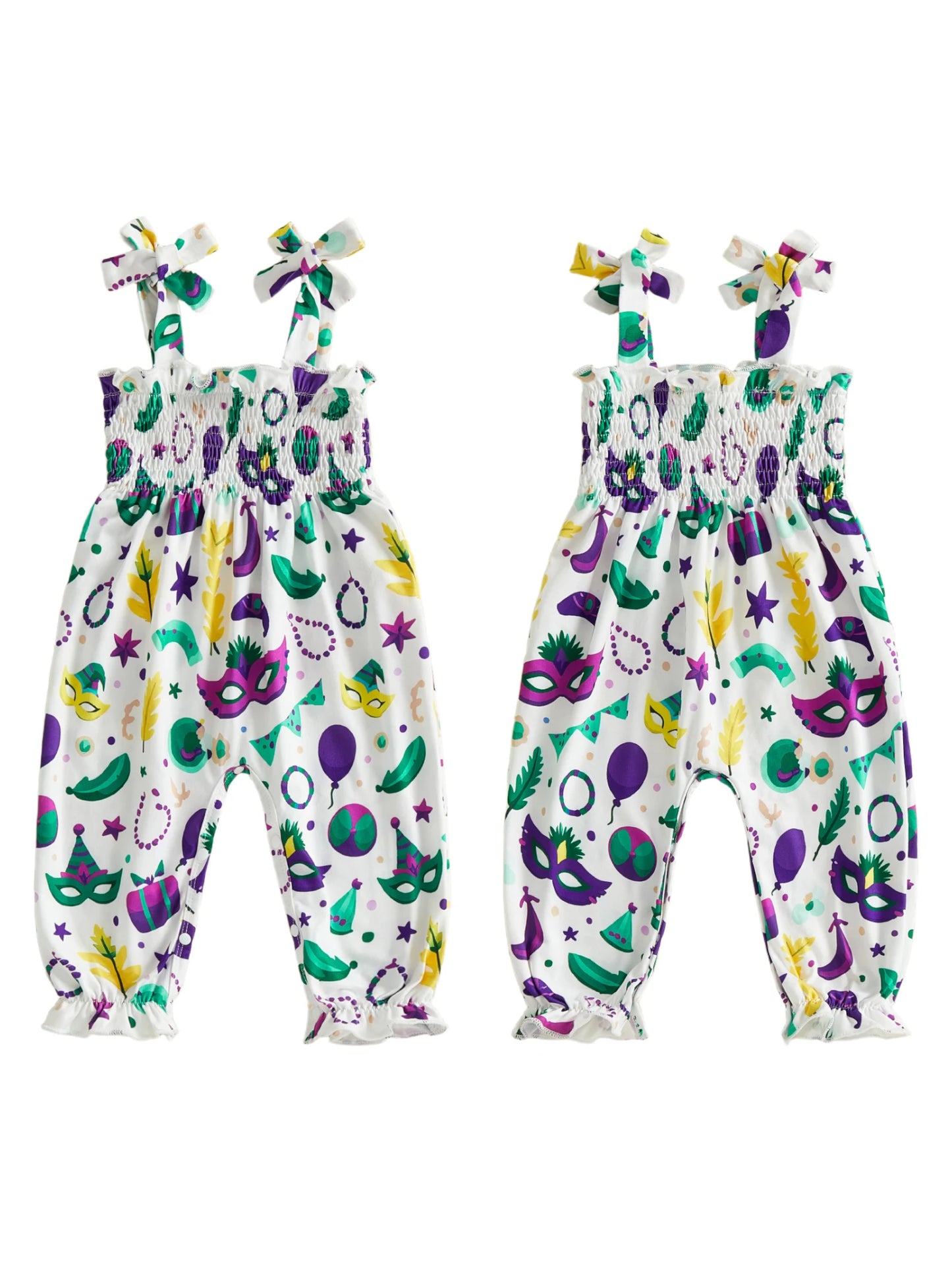 Baby Toddler Girls MardiGras Sleeveless Romper Cute Fashionable Mask Print Jumpsuit