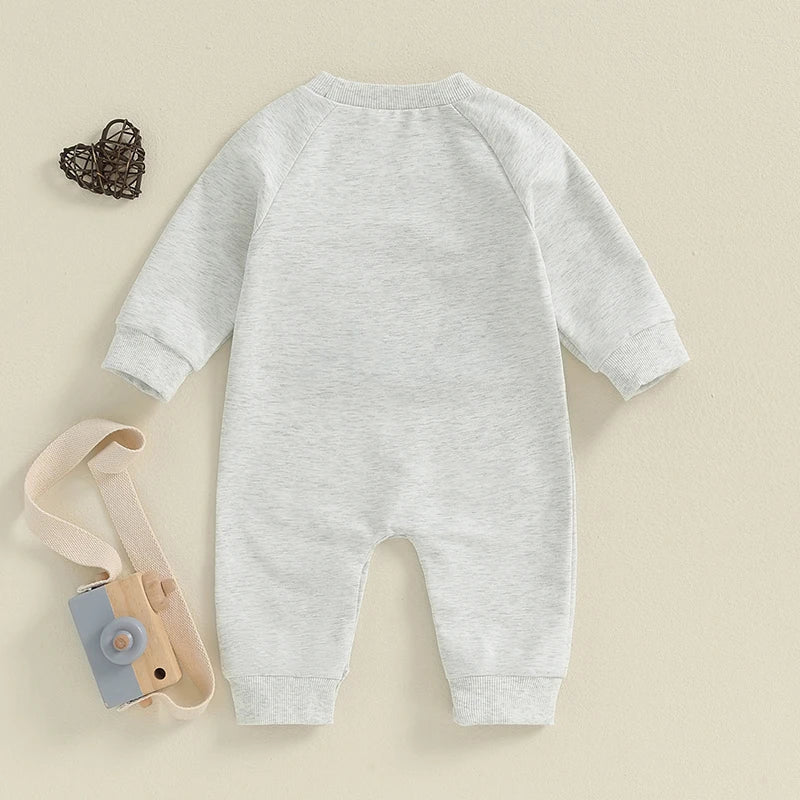 Baby Boys Mama's Boy / Little Dude Fall Romper Letter Embroidery Long Sleeve Crew Neck Full Length Jumpsuit
