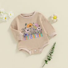 Load image into Gallery viewer, Baby Girls Little Sister Romper Long Sleeve Crew Neck Flower Letters Print Bodysuit
