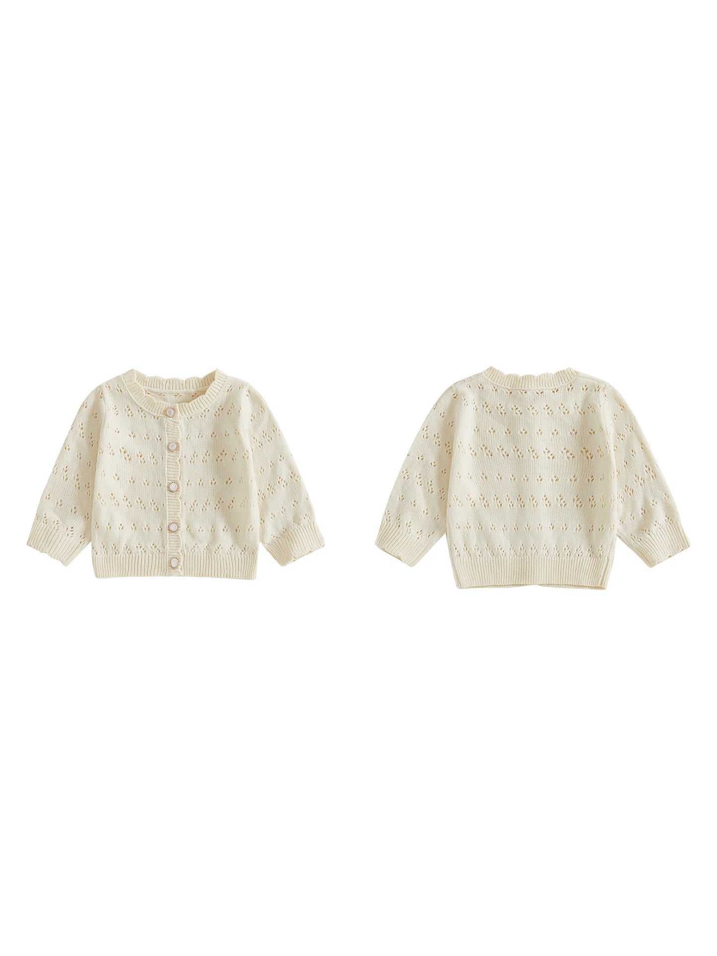 Baby Toddler Girl Knit Cardigan Solid Color Long Sleeve Crew Neck Button Down Lightweight Sweater