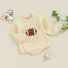 Load image into Gallery viewer, Baby Boys Girls Game Day Fall Bodysuit Letter Football Embroidery Long Sleeve Round Neck Jumpsuit Romper
