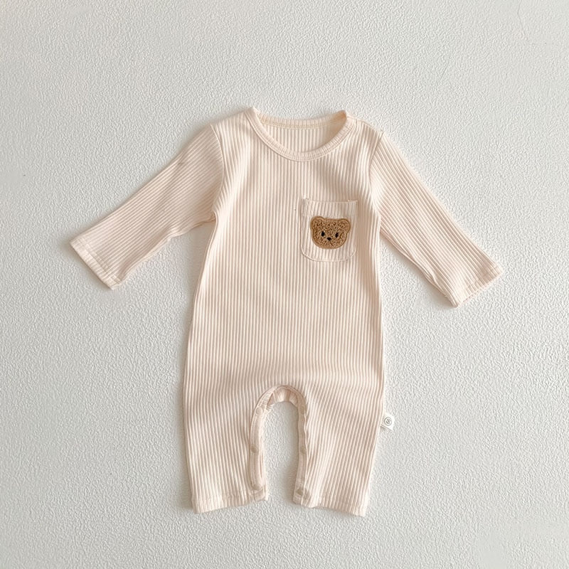 Bear Patch Ribbed Romper