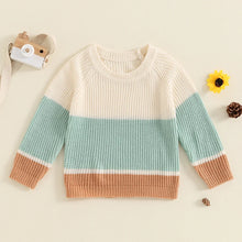 Load image into Gallery viewer, Baby Toddler Boys Girls Sweater Casual Contrast Color Stripes Warm Knitted Long Sleeve Pullover Top
