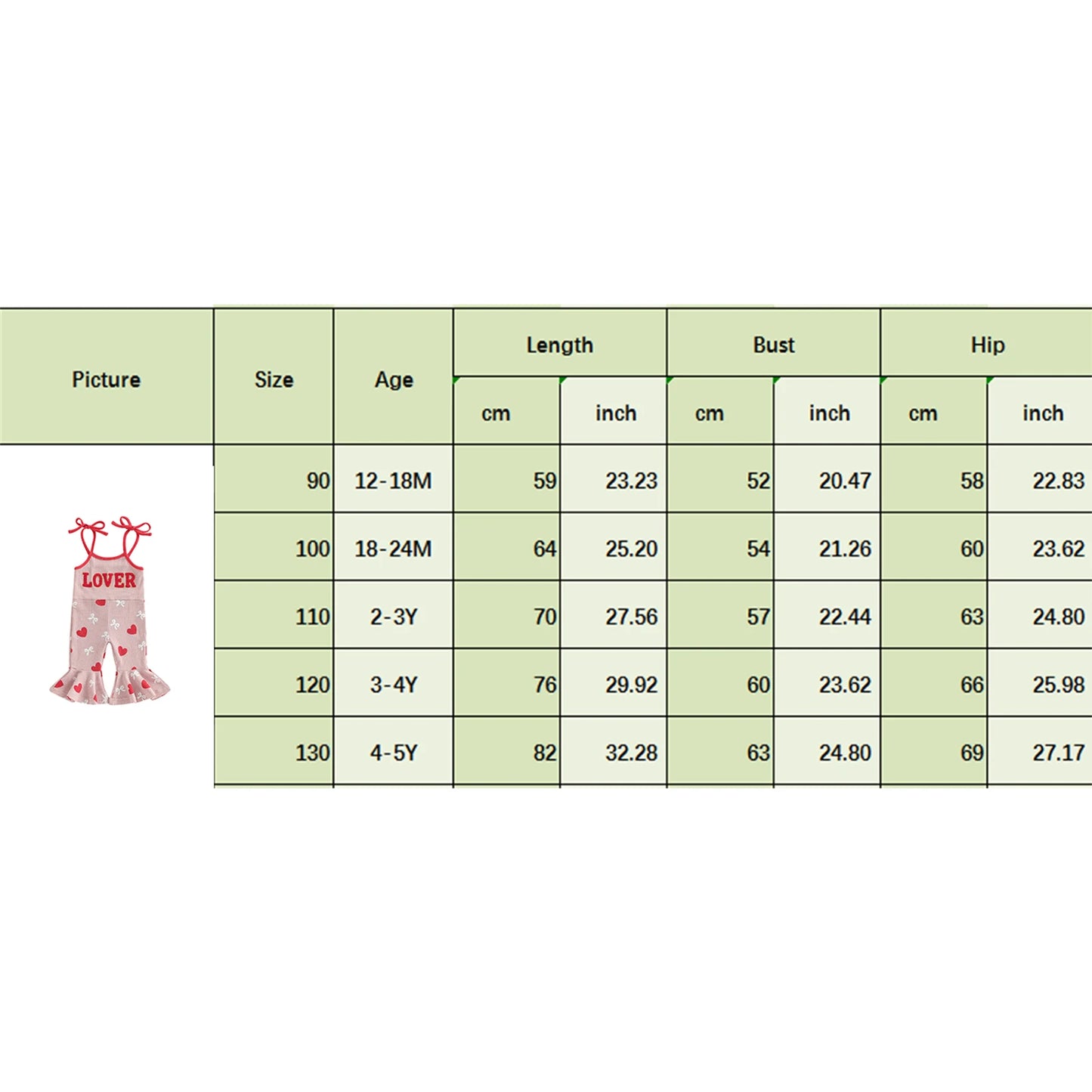 Baby Toddler Girls LOVER Valentine's Day Tank Top Flare Leg Overalls Jumpsuits Letter Embroidery Heart Print Bell Bottom Romper