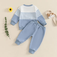 Load image into Gallery viewer, Baby Toddler Boys 2Pcs Outfit Long Sleeve Stripes Top with Elastic Waist Pants Fall Jogger Set
