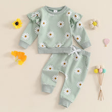 Load image into Gallery viewer, Baby Toddler Girls 2Pcs Fall Outfit Daisy Flower Print Long Sleeve Top with Elastic Waist Pants Set
