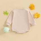 Baby Girl Halloween Bodysuit Long Sleeve Bow Ghost Pumpkin Print Bubble Romper Fall Playsuit