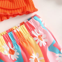 Load image into Gallery viewer, Infant Baby Girls 3Pcs Clothes Outfit Solid Ribbed Bowknot Tank Tops Floral Print Shorts Headband
