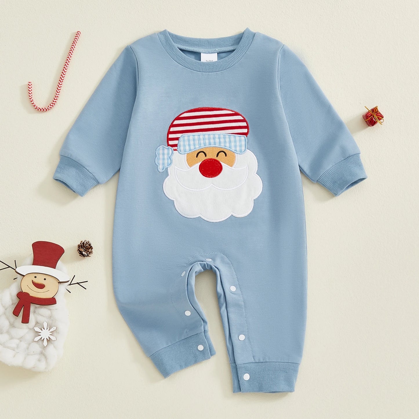 Baby Boy Girl Christmas Romper Santa Claus Crew Neck Long Sleeve Jumpsuit Cute Winter Clothes