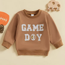 Load image into Gallery viewer, Baby Toddler Boys Girls Fall GAME DAY Football Sequin Letter Embroidery Long Sleeve Crew Neck Pullover Top
