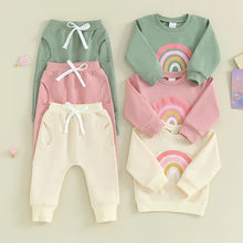 Load image into Gallery viewer, Baby Toddler Girls Boys 2Pcs Long Sleeve Rainbow Print Top &amp; Long Pants Set Outfits
