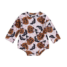Load image into Gallery viewer, Baby Boy Girl Bodysuit Halloween Cat Bat Pumpkin Print Long Sleeve Jumpsuit Romper
