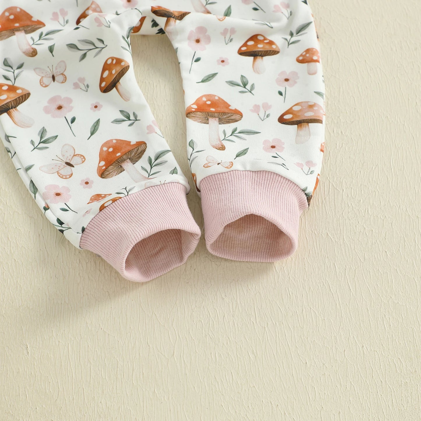 Baby Toddler Girl 2Pcs Fall Outfit Long Sleeve Mushroom Floral Print Top + Pants Jogger Set Clothes