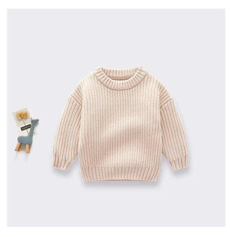 Newborn Baby Sweater Kid Boy Girl Winter Clothes Warm Thick Knit Pullover Top Infant Long Sleeve Basic Knitwear Outfit