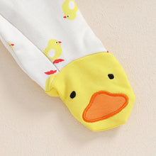 Load image into Gallery viewer, Baby Boys Girls 2Pcs Duck Outfit Long Sleeve Full Length Footed Jumpsuit Romper Duck Hat Set
