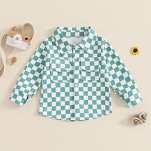 Load image into Gallery viewer, Baby Toddler Boys Girls Autumn Jacket Checkered Plaid Print Lapel Neck Long Sleeve Button Down Pockets Coat Top
