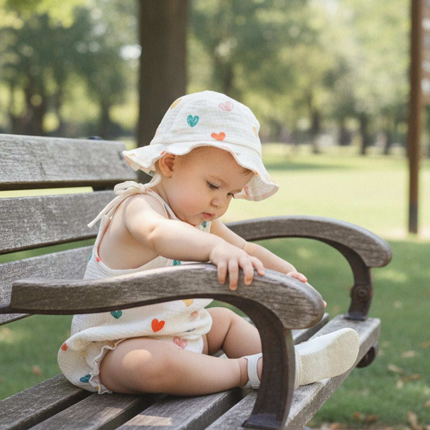 Baby Girls 2Pcs Summer Sweet Romper Infant Sleeveless Strappy Floral Overalls with Hat Set