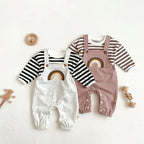 Soft Rainbow Embroidery Jumpsuit Romper