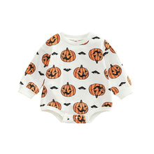 Load image into Gallery viewer, Baby Boy Girl Pumpkin Bat Boo Printed Long Sleeve Crew Neck Jumpsuit Bodysuit Romper Halloween
