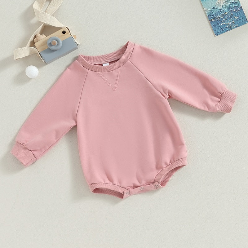 Baby Girls Boys Bodysuit Solid Crew Neck Long Sleeve Jumpsuits Fall Clothes Romper