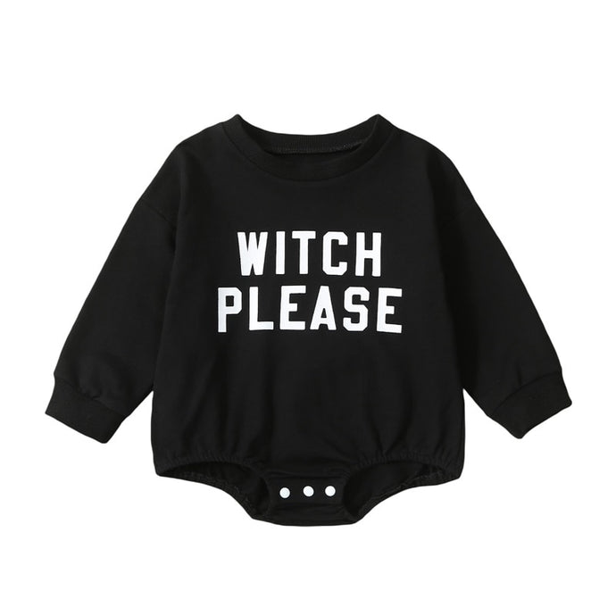 Baby Girls Boys Halloween Bodysuit With Please Print Long Sleeve Jumpsuits Romper