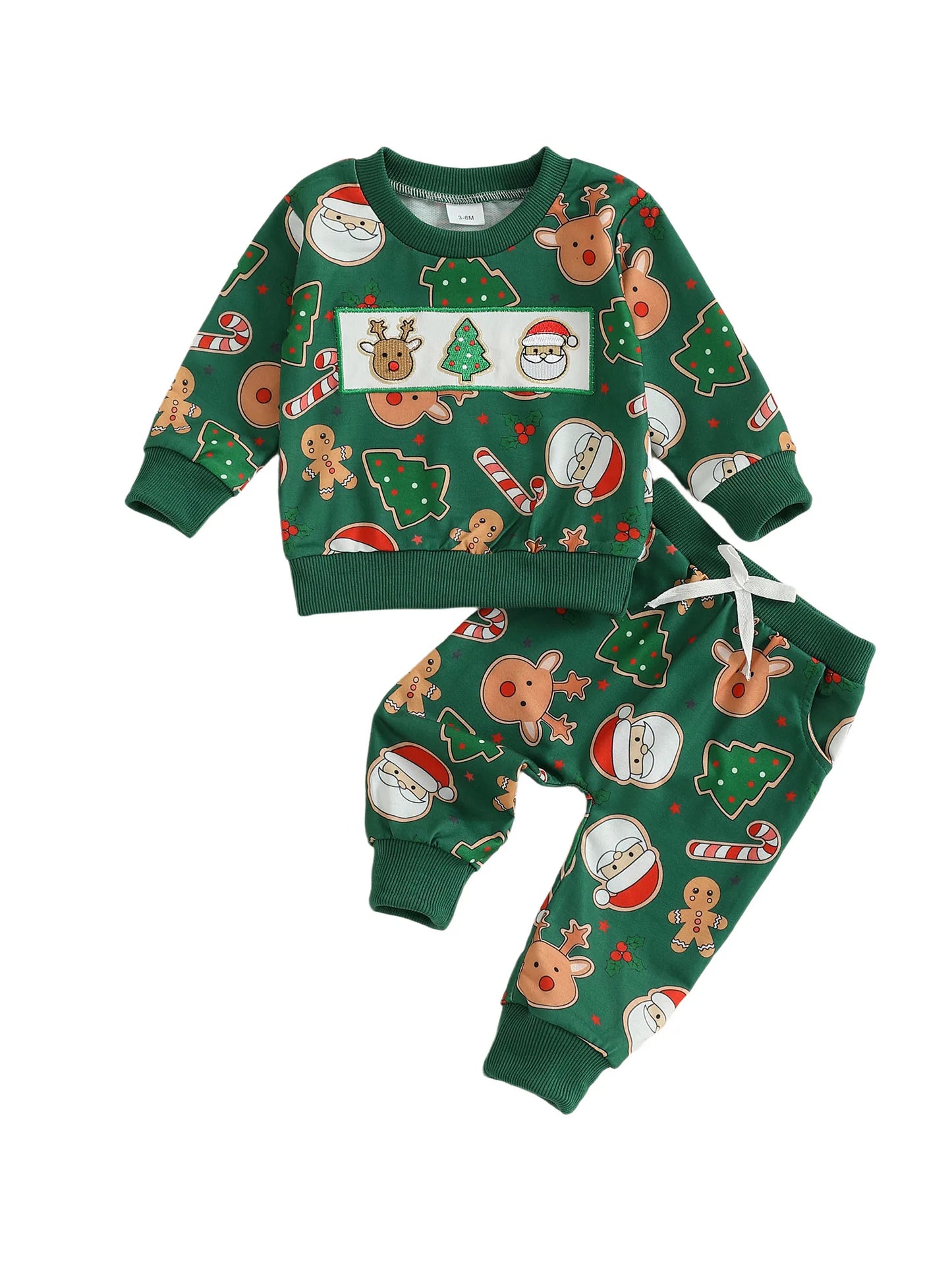 Baby Toddler Boys Girls 2Pcs Christmas Santa Claus Milk Reindeer Print Long Sleeve Top with Elastic Waist Paints 2piece Outfit Jogger Set