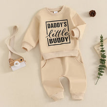 Load image into Gallery viewer, Baby Toddler Boys 2Pcs Daddy&#39;s Little Buddy Jogger Set Long Sleeve Letters Print Top with Elastic Waist Pants Outfit
