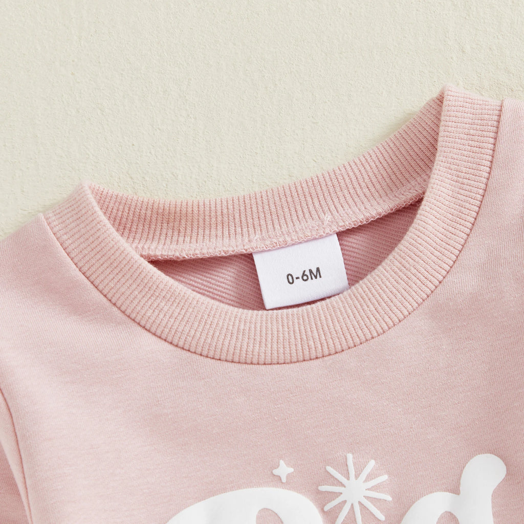 Baby Toddler Girls 2Pcs Big Sister Autumn Pink Letter Print Long Sleeve Top Drawstring Pants Jogger Set