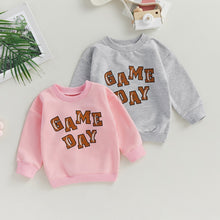 Load image into Gallery viewer, Kids Girls Boys Game Day Football Season Print Long Sleeve Crew Neck Toddler Pullovers Fall Tops
