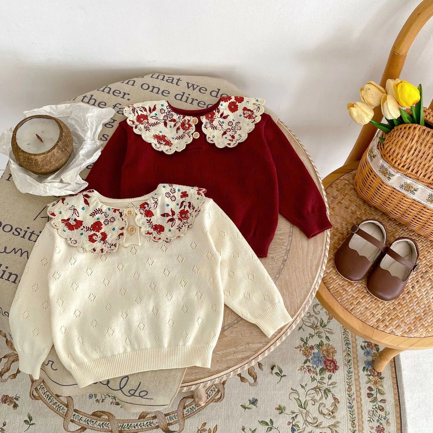 Baby Toddler Girl Autumn Winter Clothes Infant Flower Sweater Long Sleeve Knit Pullover Top Knitwear Floral Top