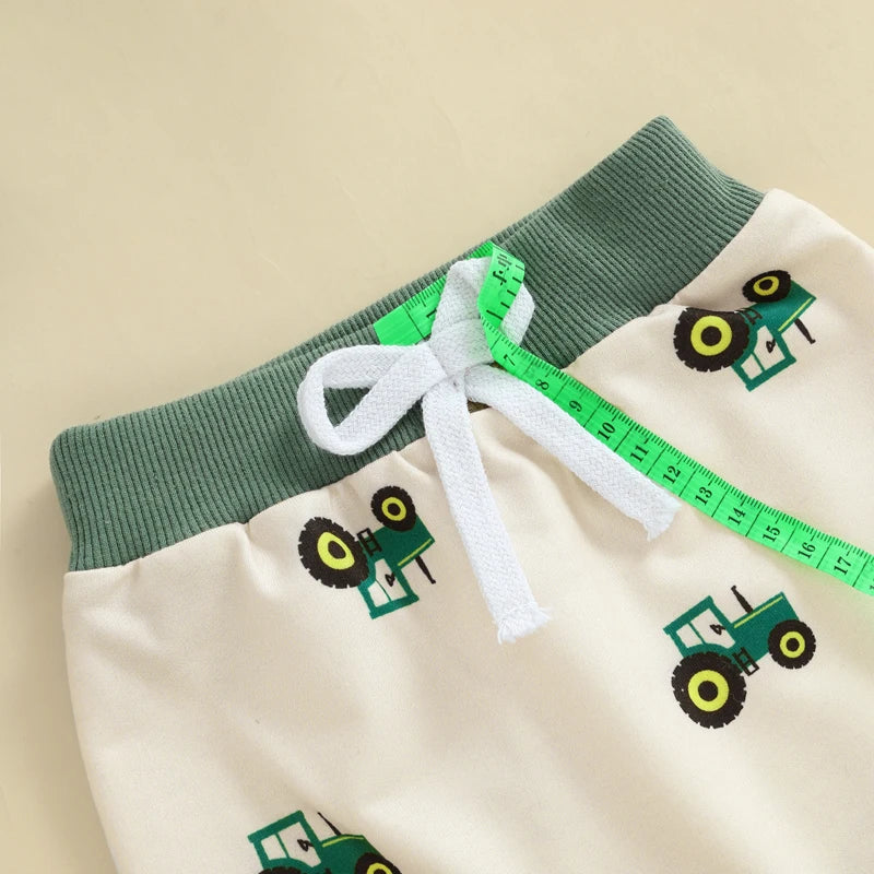 Baby Toddler Boy 2Pcs Spring Outfit Tractor Long Sleeve Crewneck Top Long Pants Jogger Set Farm Clothes