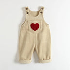 Corduroy Heart Print Jumpsuit Romper
