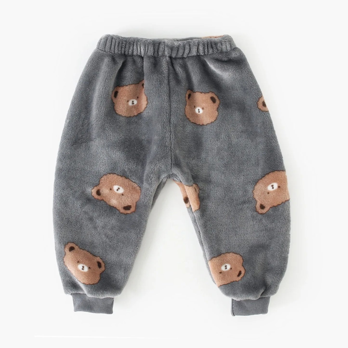 Baby Toddler Boy Girl 2Pcs Winter Clothes Set Thick Warm Pullover Top Pant Suit Bear Print Fleece Two Piece Jogger Set Outfit