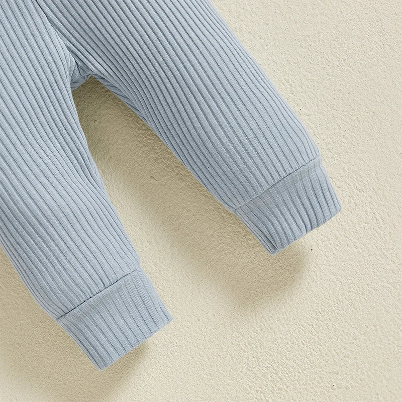 Baby Toddler Girl Boy 2Pcs Autumn Ribbed Clothes Sets Long Sleeve Bodysuits + Elastic Pants 2PCs Outfit