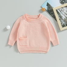 Load image into Gallery viewer, Baby Boy Girl Knitted Sweater Warm Long Sleeve Pullover with Pocket Autumn Knitwear
