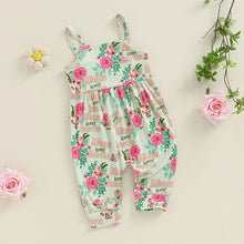 Load image into Gallery viewer, Baby Toddler Girls Mama&#39;s Mini / Mama Is My Bestie Summer Romper Overalls Casual Letters Floral Flowers Print Sleeveless Tank Jumpsuit
