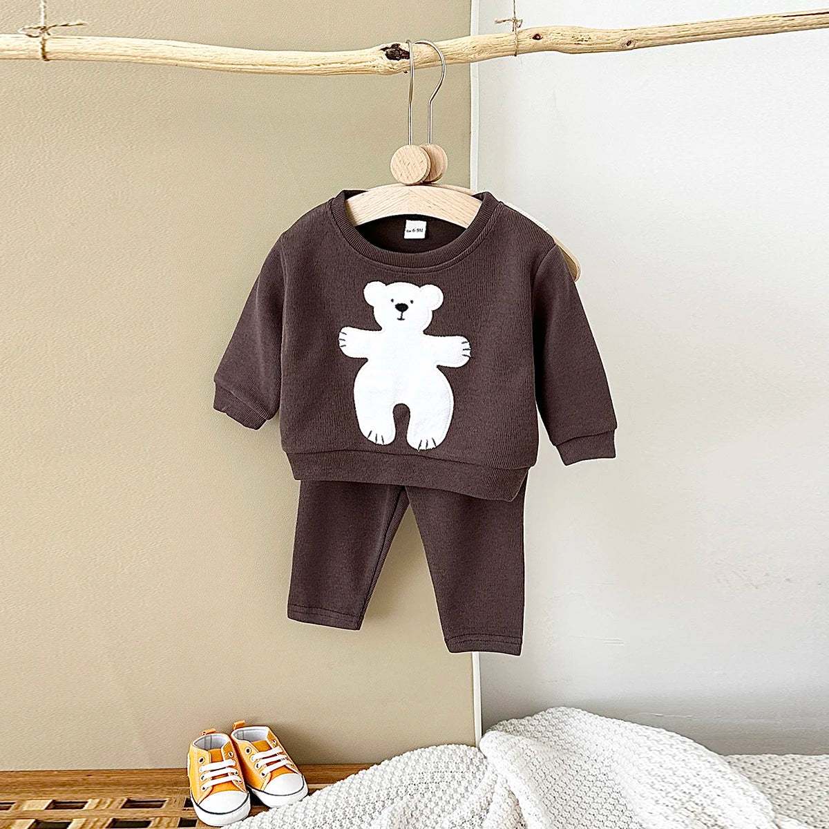 Baby Toddler Boys Girls 2Pcs Cotton Jogger Set Animal Goose Bear Pullover Crewneck Top + Pants Outfit