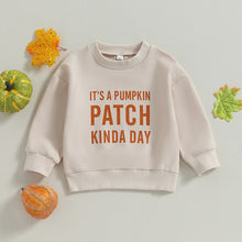 Load image into Gallery viewer, Toddler Baby Girl Boy Halloween Its a Pumpkin Patch Kinda Day Print Crew Neck Long Sleeve Top
