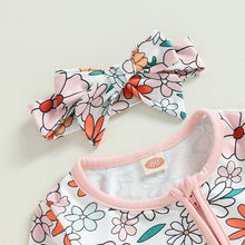 Load image into Gallery viewer, Baby Girl 2 Pcs Daisy Flower Print Crew Neck Long Sleeve Zipper Jumpsuits Romper
