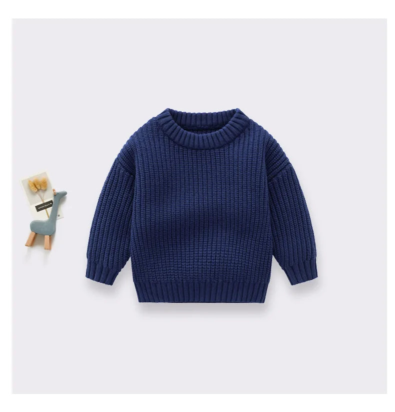 Newborn Baby Sweater Kid Boy Girl Winter Clothes Warm Thick Knit Pullover Top Infant Long Sleeve Basic Knitwear Outfit