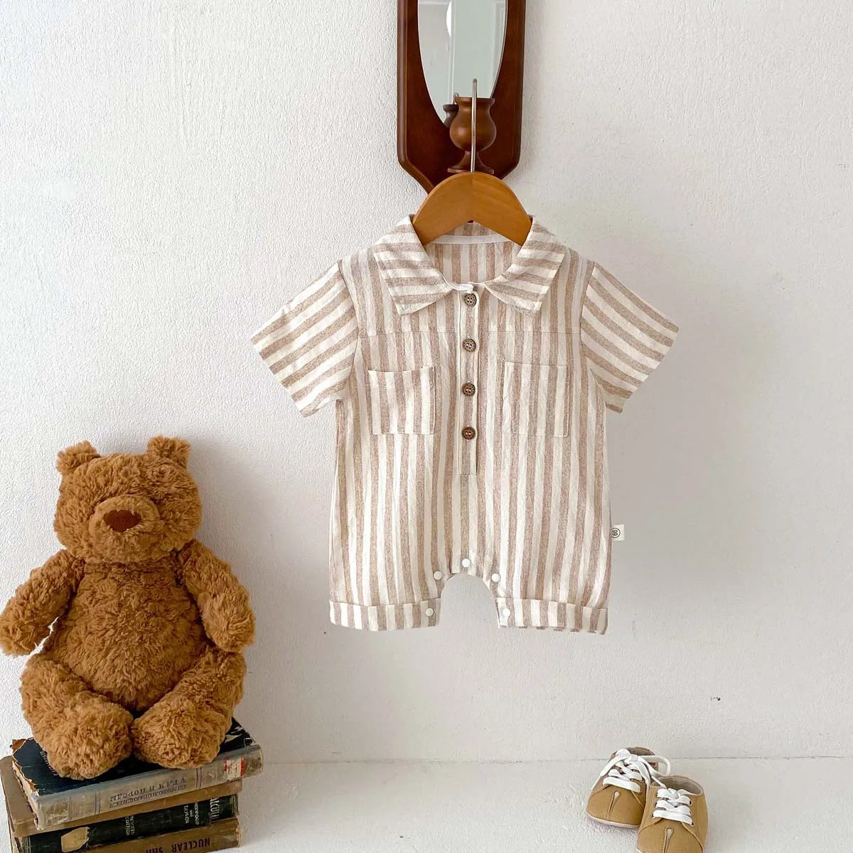 Boys Striped Linen Jumpsuit Romper