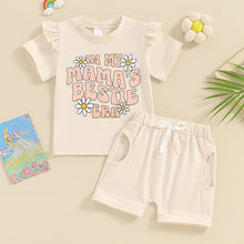 Load image into Gallery viewer, Baby Toddler Girl 2Pcs In My Mama&#39;s / Auntie&#39;s Bestie Era Short Sleeve Daisy Letter Print Top Shorts Set Spring Summer Outfits
