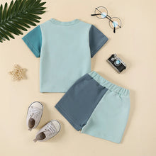 Load image into Gallery viewer, Toddler Kids Boys 2Pcs In My Preschool Era Summer Outfit Short Sleeve Letter Top + Pocket Shorts Set
