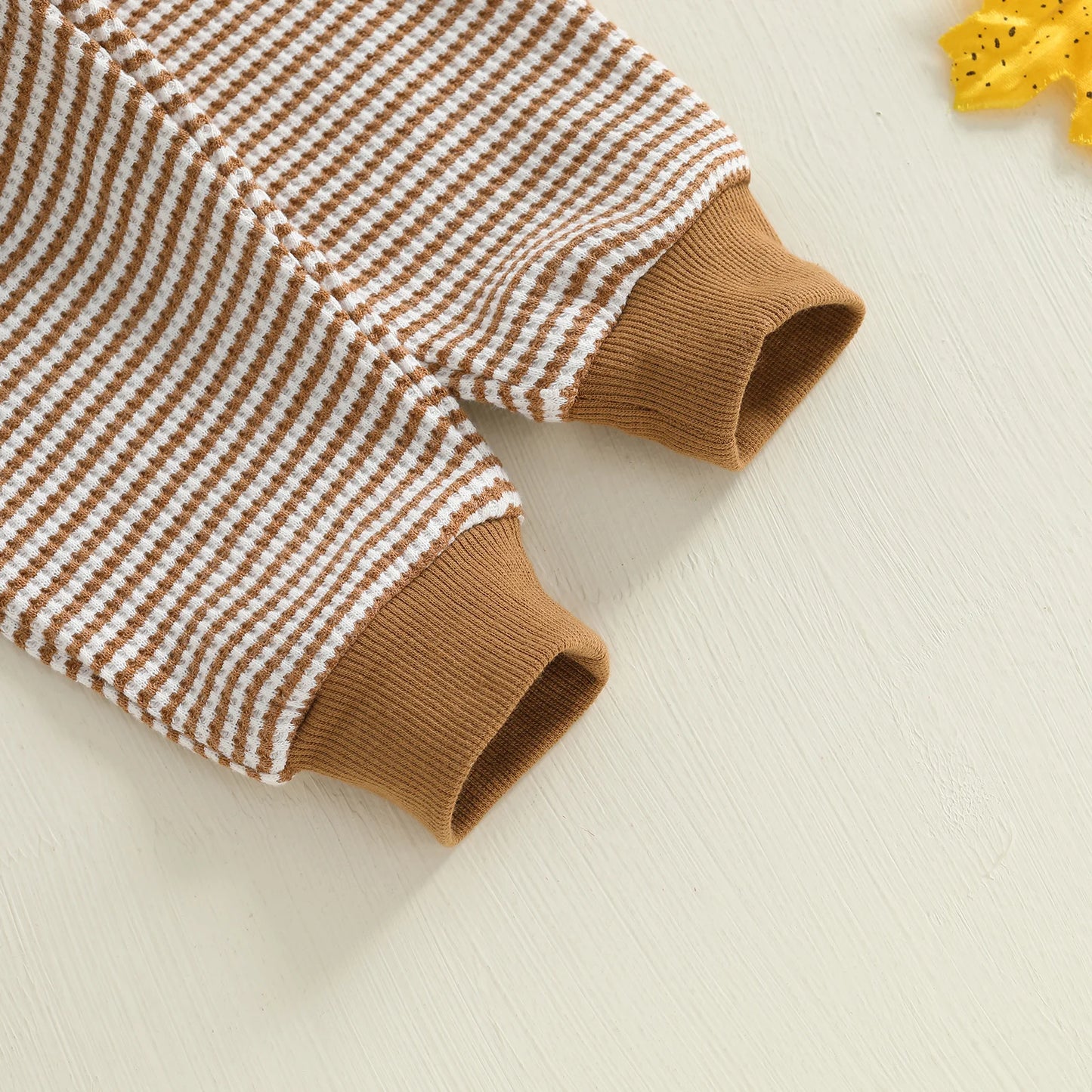 Baby Toddler Girls Boys 2Pcs Thanksgiving Outfits Turkey Embroidery Striped Long Sleeve Top and Elastic Pants Jogger Set