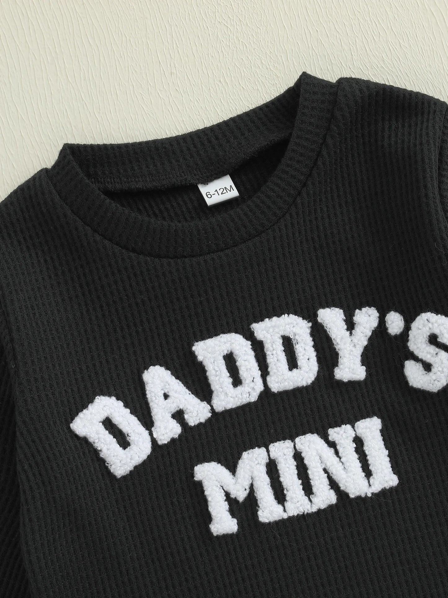 Baby Boy 2Pcs Daddy's Mini Fall Outfit Letter Embroidery Long Sleeve Romper Elastic Waist Jogger Pants 2Pcs Set