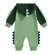 Load image into Gallery viewer, Baby Boys Romper Hooded Dinosaur Shaped Contrast Color Long Sleeve Fall Bodysuit Jumpsuit
