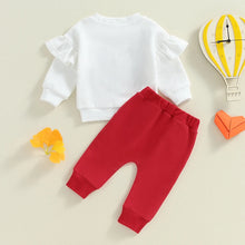 Load image into Gallery viewer, Baby Toddler Girls 2Pcs Outfit Heart Embroidery Ruffles Long Sleeve Top and Elastic Pants Set
