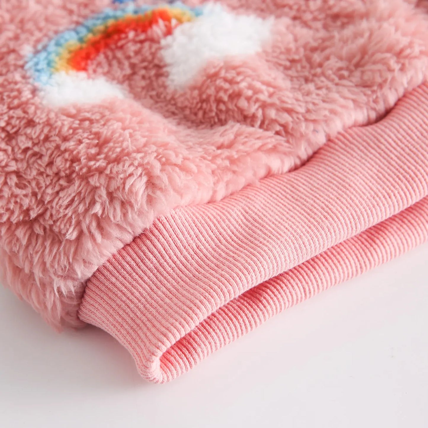 Baby Toddler Girl 2Pcs Winter Clothes Jogger Set Rainbow Print Fleece Pullover Top Pant Suit Clothes Thick Warm Outfit